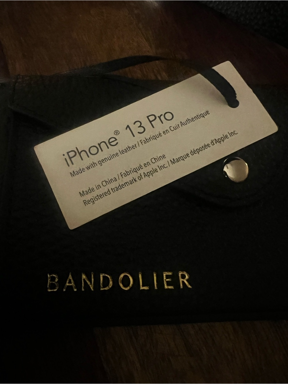 Bandolier Black Leather Crossbody Phone Case with Card Pocket and Strap - Picture 3 of 5